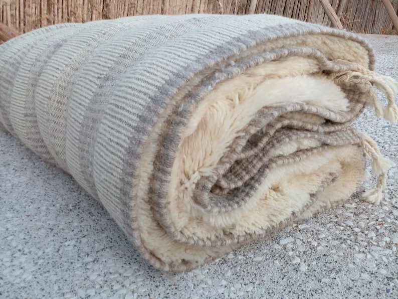 Tapis Beni Ouarain Laine Fait Main Azlif - Labyrinthe