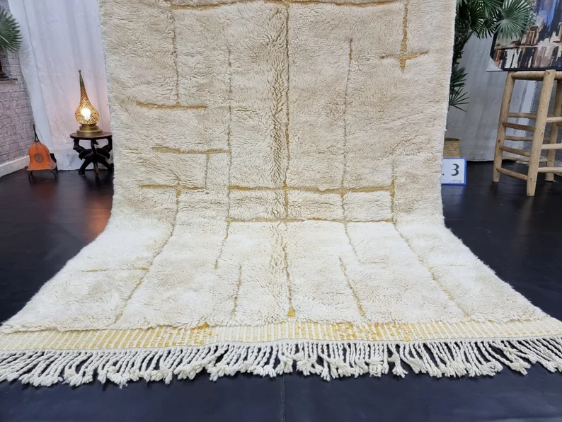 Tapis Berbères Mrirt Laine Fait Main Azlif - Saffron