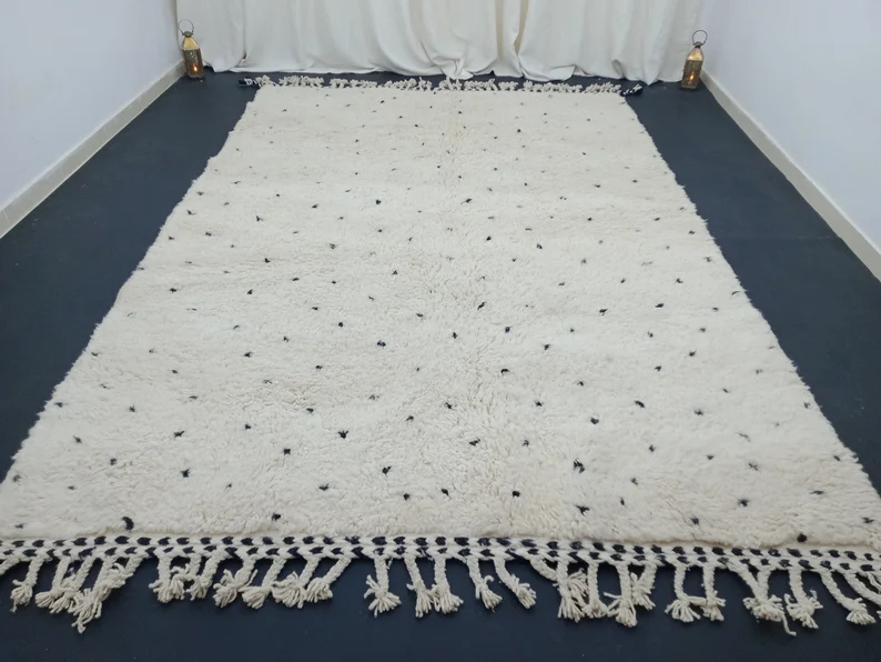 Tapis Berbères Beni Ouarain Laine Fait Main Azlif - Polka Cloud