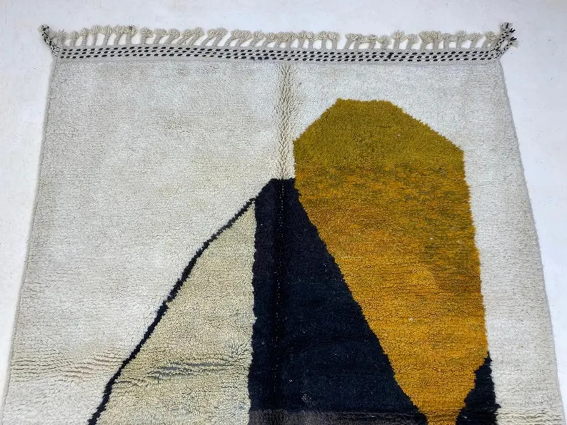 Tapis Berbères Beni Mrirt Laine Fait Main Azlif - Cubist Ochre