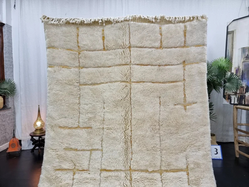 Tapis Berbères Mrirt Laine Fait Main Azlif - Saffron