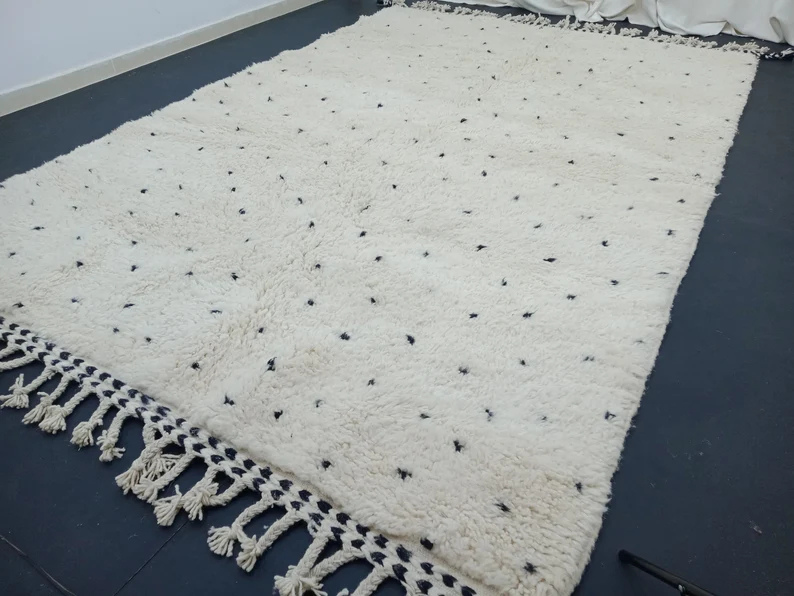 Tapis Berbères Beni Ouarain Laine Fait Main Azlif - Polka Cloud