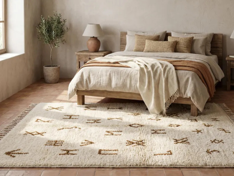 Tapis Berbères Azilal Laine Fait Main Azlif - Tifinagh